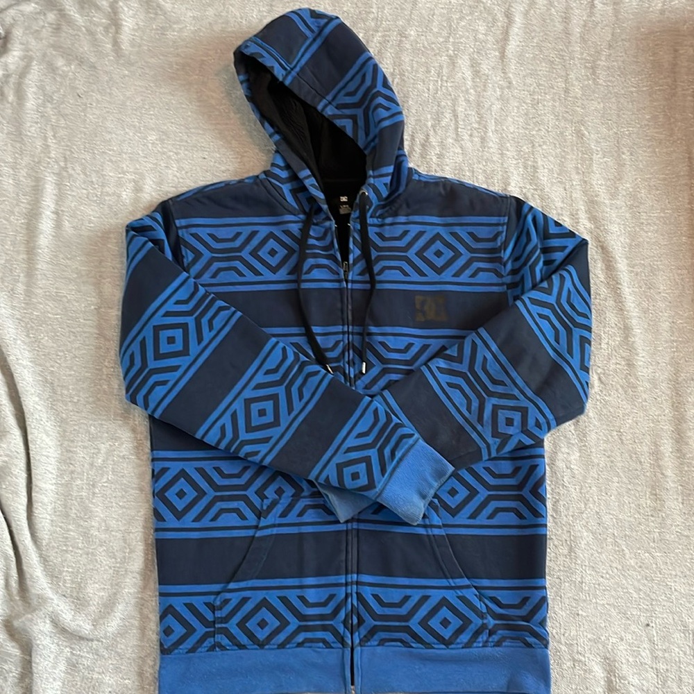 Tribal pattern DC hoodie in navy and black